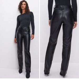 Good American Black Faux Leather Icon Pants, size 26